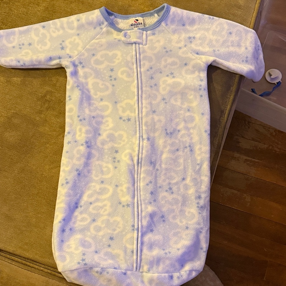 Absorba White and Light Blue Cloud Print Baby Sleep Sack